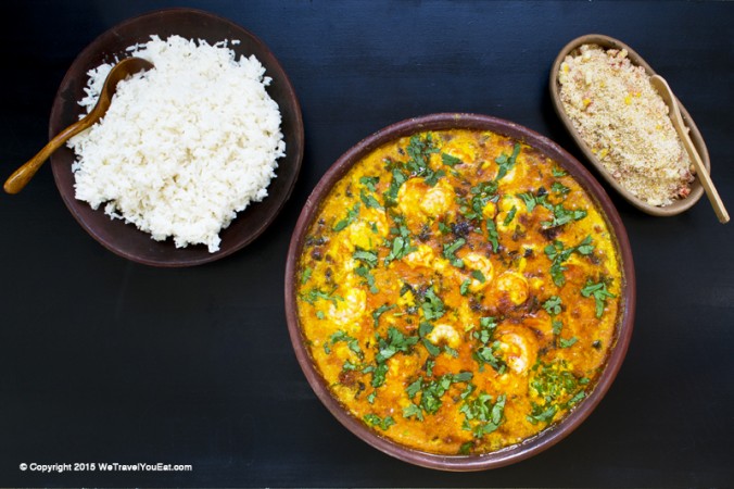 moqueca, plat de poisson, cabillaud, brésil, brésilien , recette, farofa, crevettes